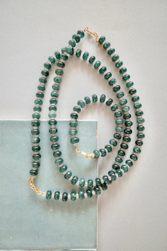 Bracelet Pavillon vert | Bijou intemporel en perles vertes foncées