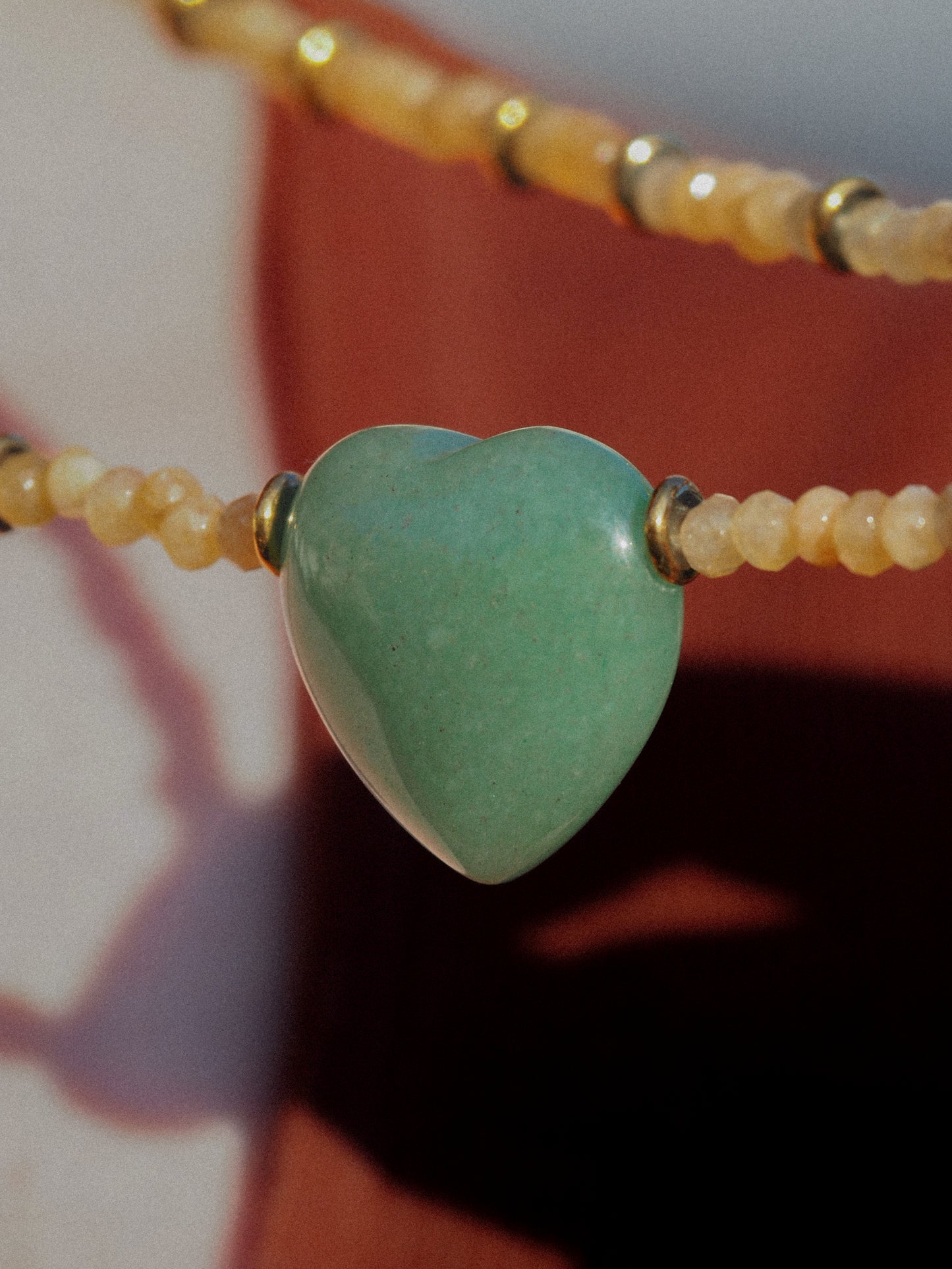 Collier Émoi vert | Sautoir à pendentif cœur en aventurine