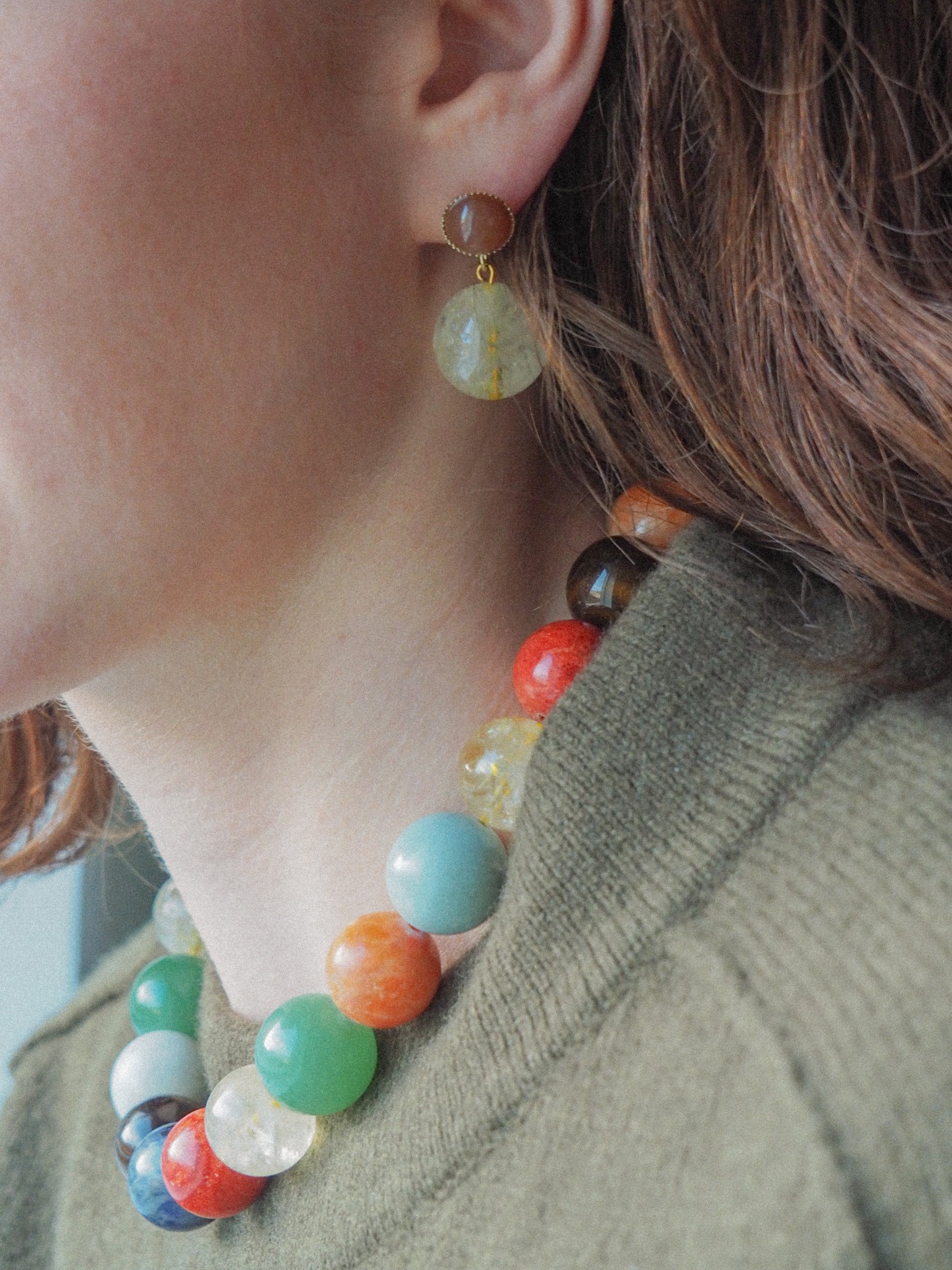 Boucles d’oreilles Hélios | Puces d'oreilles boules en citrine jaune