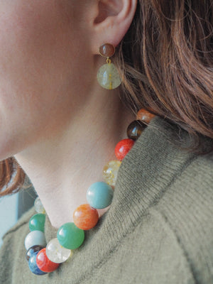 Boucles d’oreilles Hélios | Puces d'oreilles boules en citrine jaune