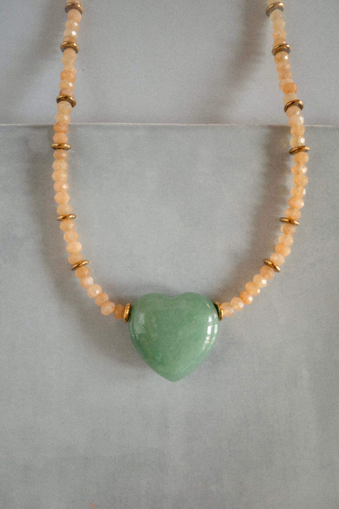 Collier Émoi vert | Sautoir à pendentif cœur en aventurine