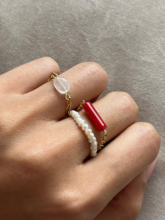 Bague en corail rouge