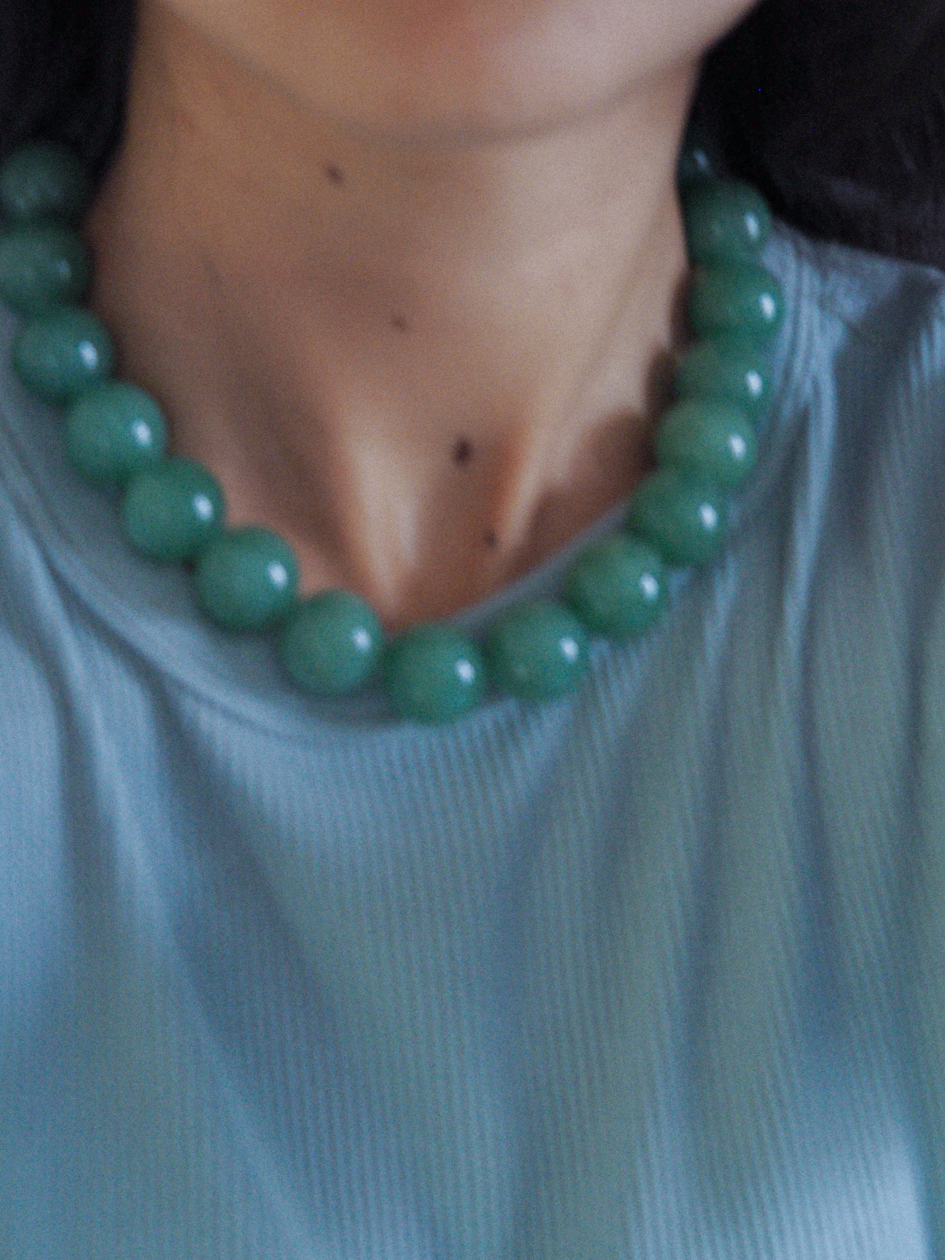 Collier Cosmos Aventurine | Ras de cou de perles sphères vertes