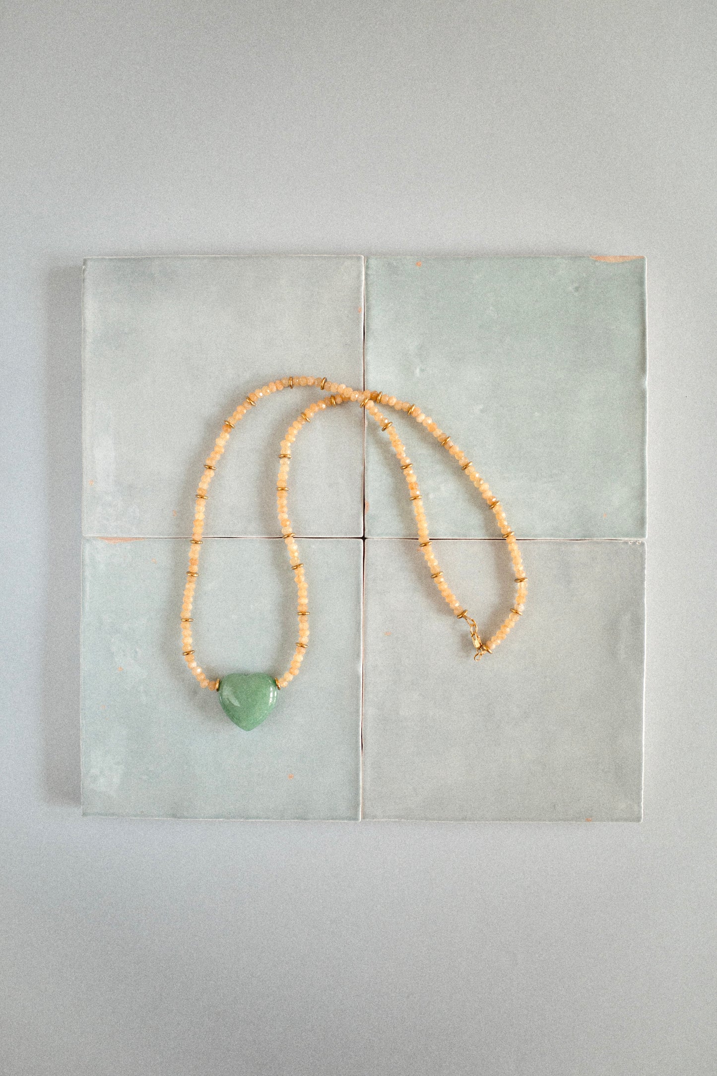 Collier Émoi vert | Sautoir à pendentif cœur en aventurine