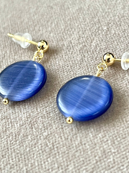 Boucles d'oreilles perle ronde bleue