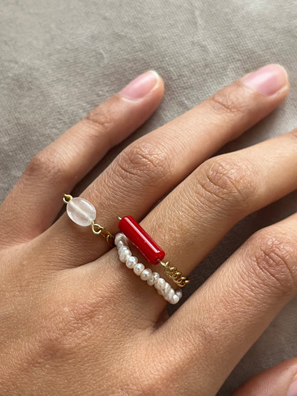 Bague en corail rouge