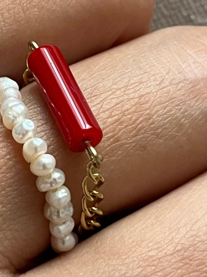 Bague en corail rouge