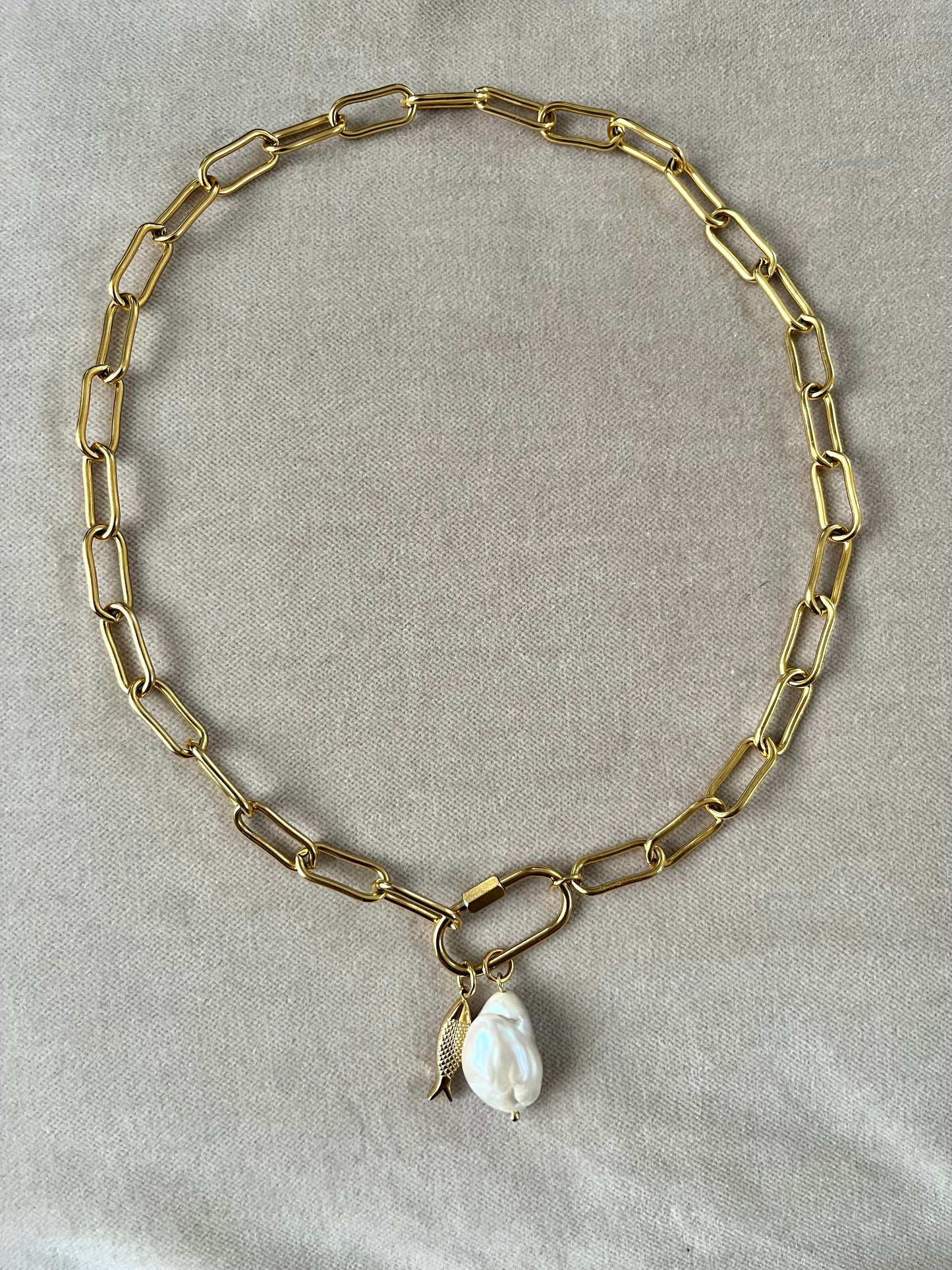 Collier poisson et perle baroque