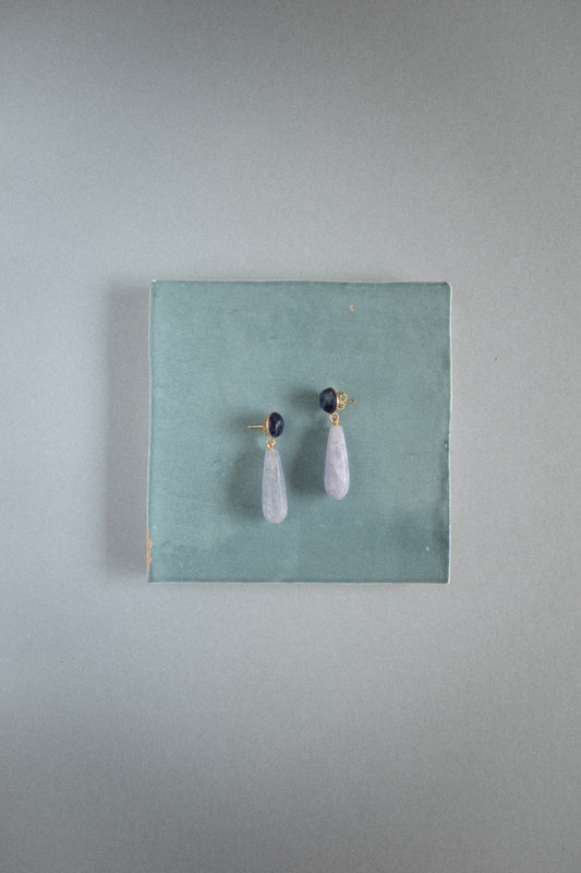 Boucles d’oreilles Sève bleue | Pendantes en pierre naturelle goutte bleue
