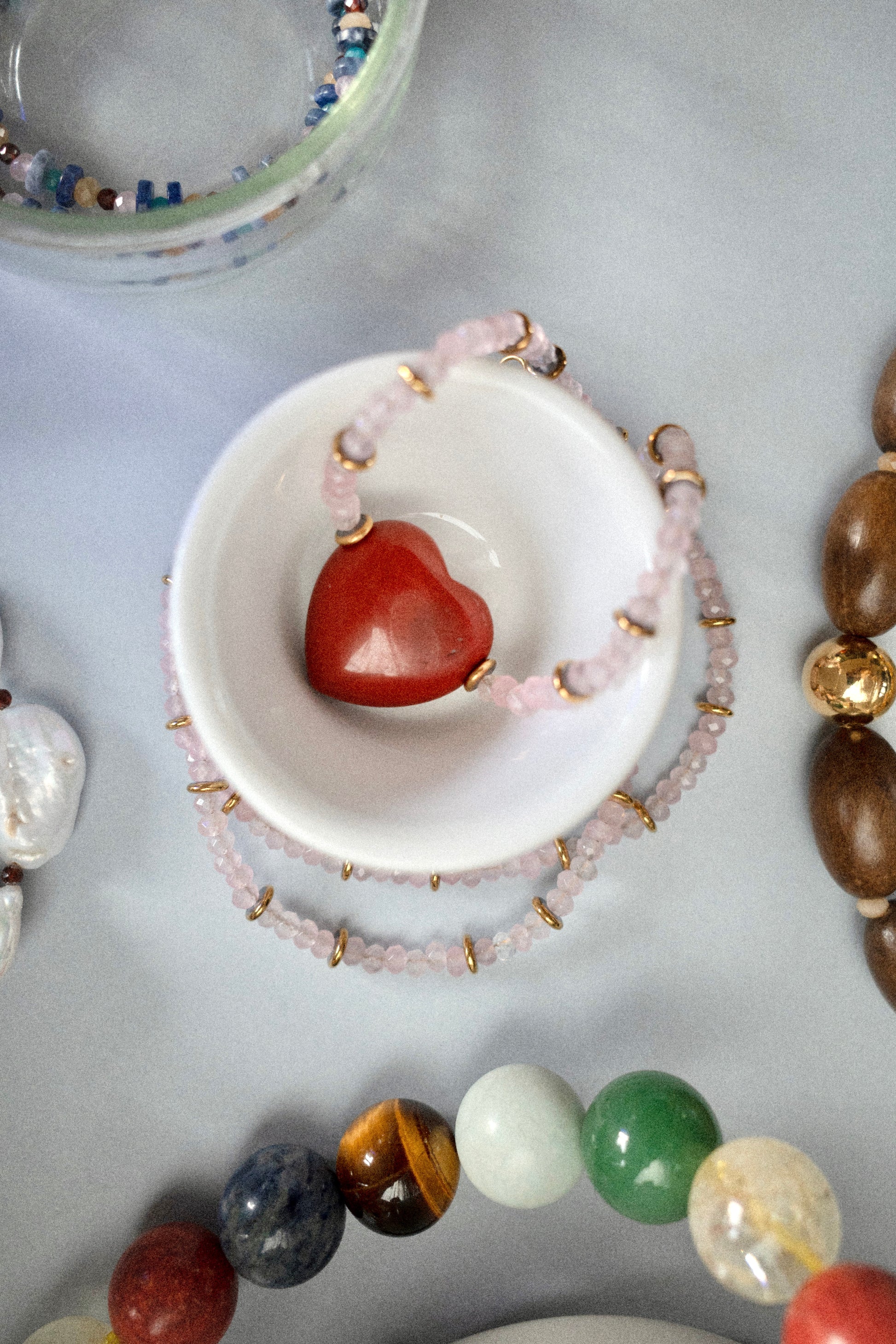 Collier Émoi rouge | Sautoir à pendentif cœur en jaspe rouge