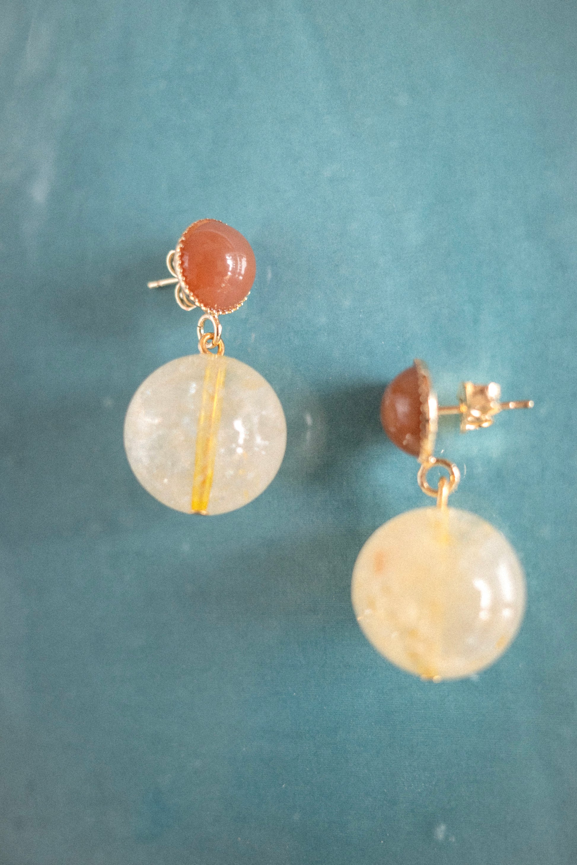 Boucles d’oreilles Hélios | Puces d'oreilles boules en citrine jaune