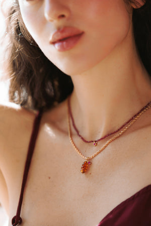 Aurore necklace, burgundy