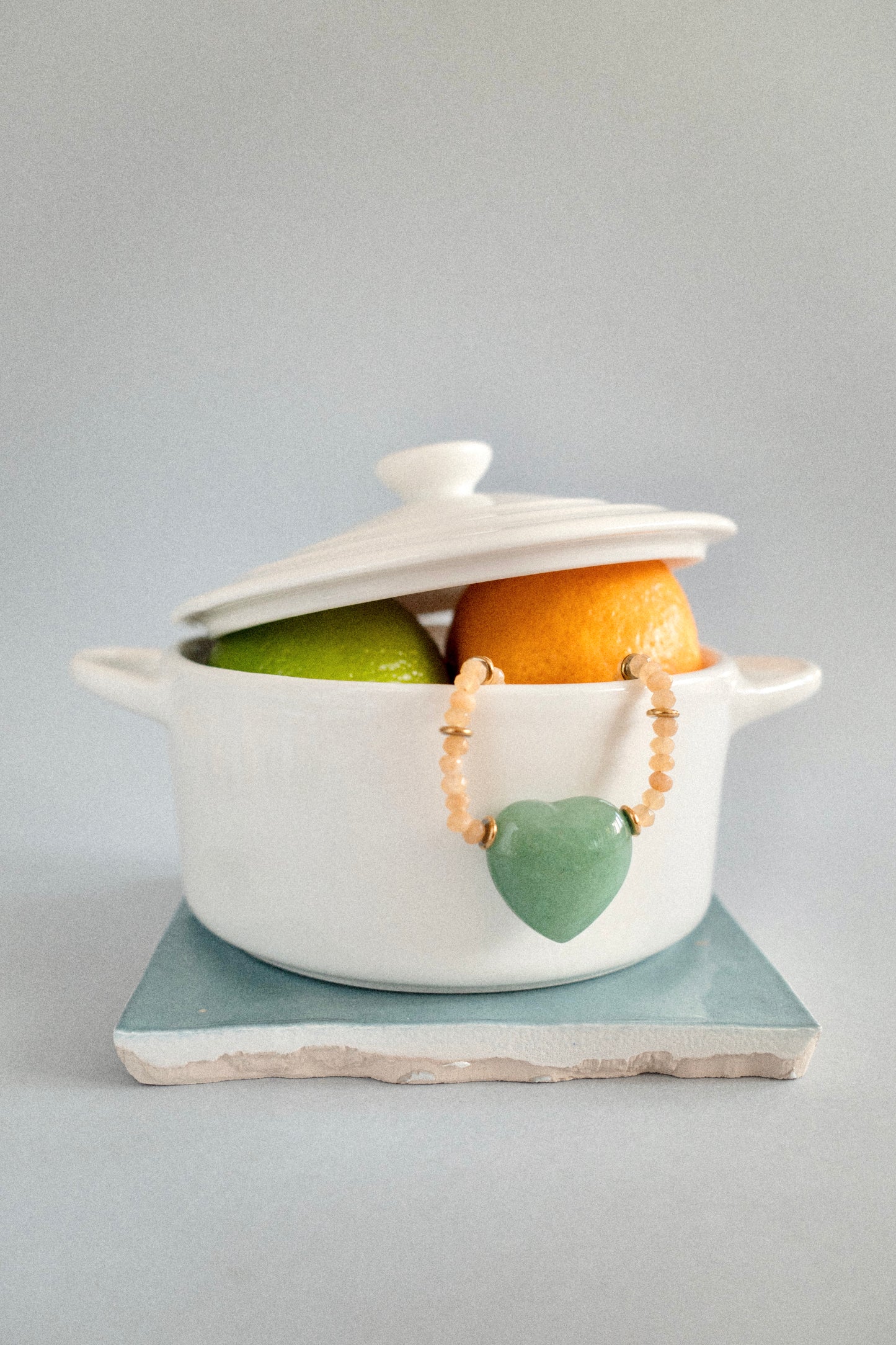 Collier Émoi vert | Sautoir à pendentif cœur en aventurine