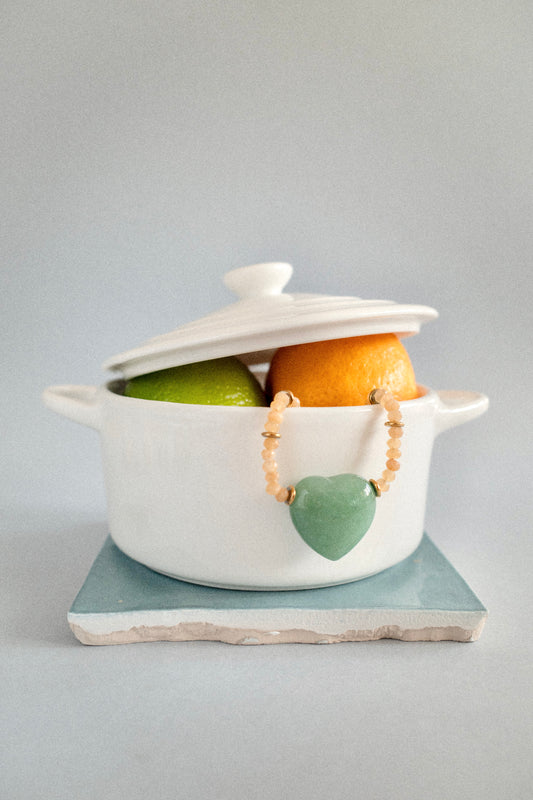 Collier Émoi vert | Sautoir à pendentif cœur en aventurine