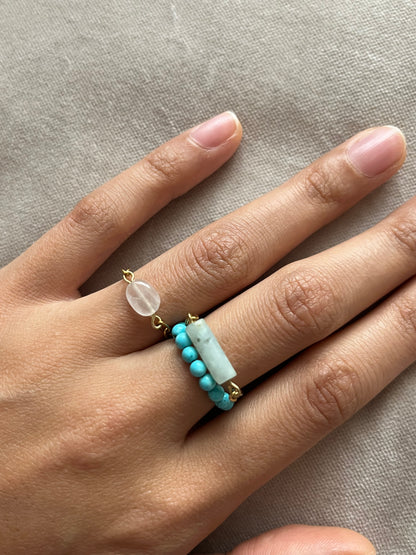 Bague de perles en turquoise