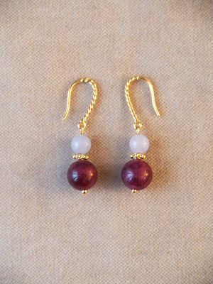 boucles d'oreilles en grenat bordeaux burgundy