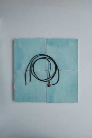 Black Lasso Necklace | 3-micron gold-plated medallion, zircons & cotton cord