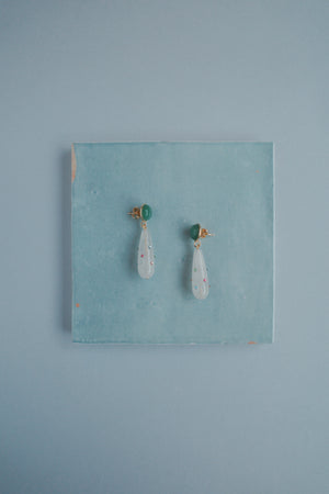 Boucles d’oreilles Sève Précieuse | Pendantes en aventurine & cristal strassé