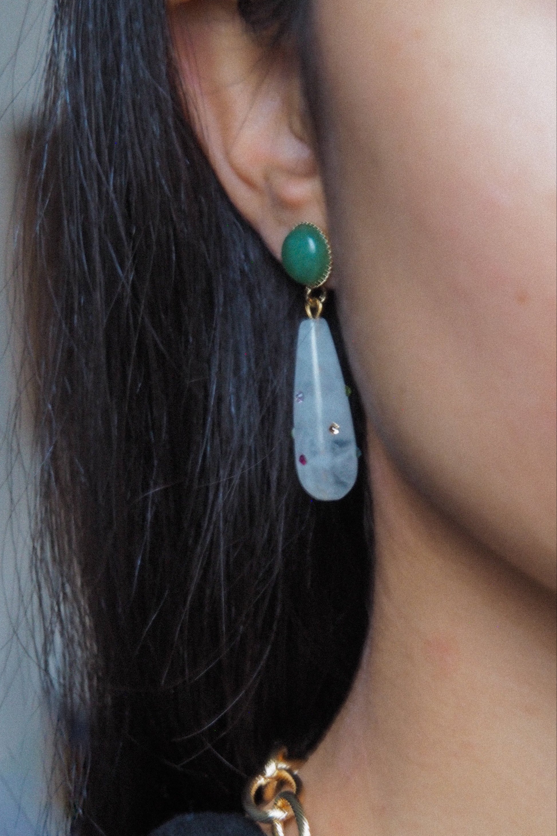 Boucles d'oreilles poussoir petit modèle - Collection Aventurine - Bijoux Boucles d'oreilles poussoir petit modèle - Collection Aventurine - Bijoux