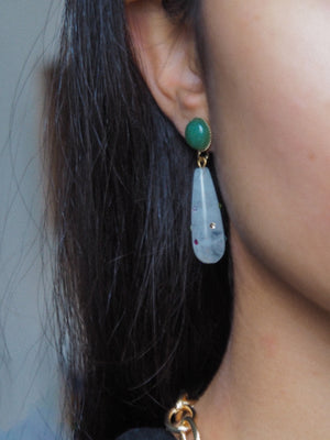 Boucles d’oreilles Sève Précieuse | Pendantes en aventurine & cristal strassé