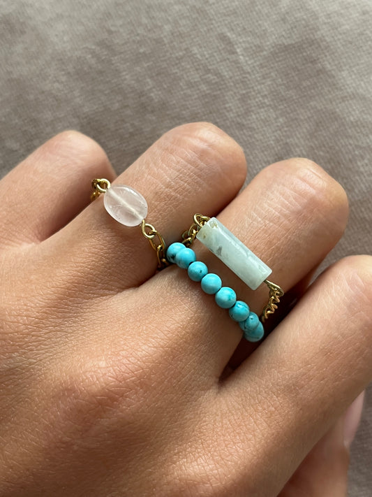 Bague de perles en turquoise