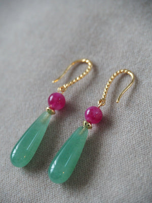 Boucles d'oreilles Rosée verte