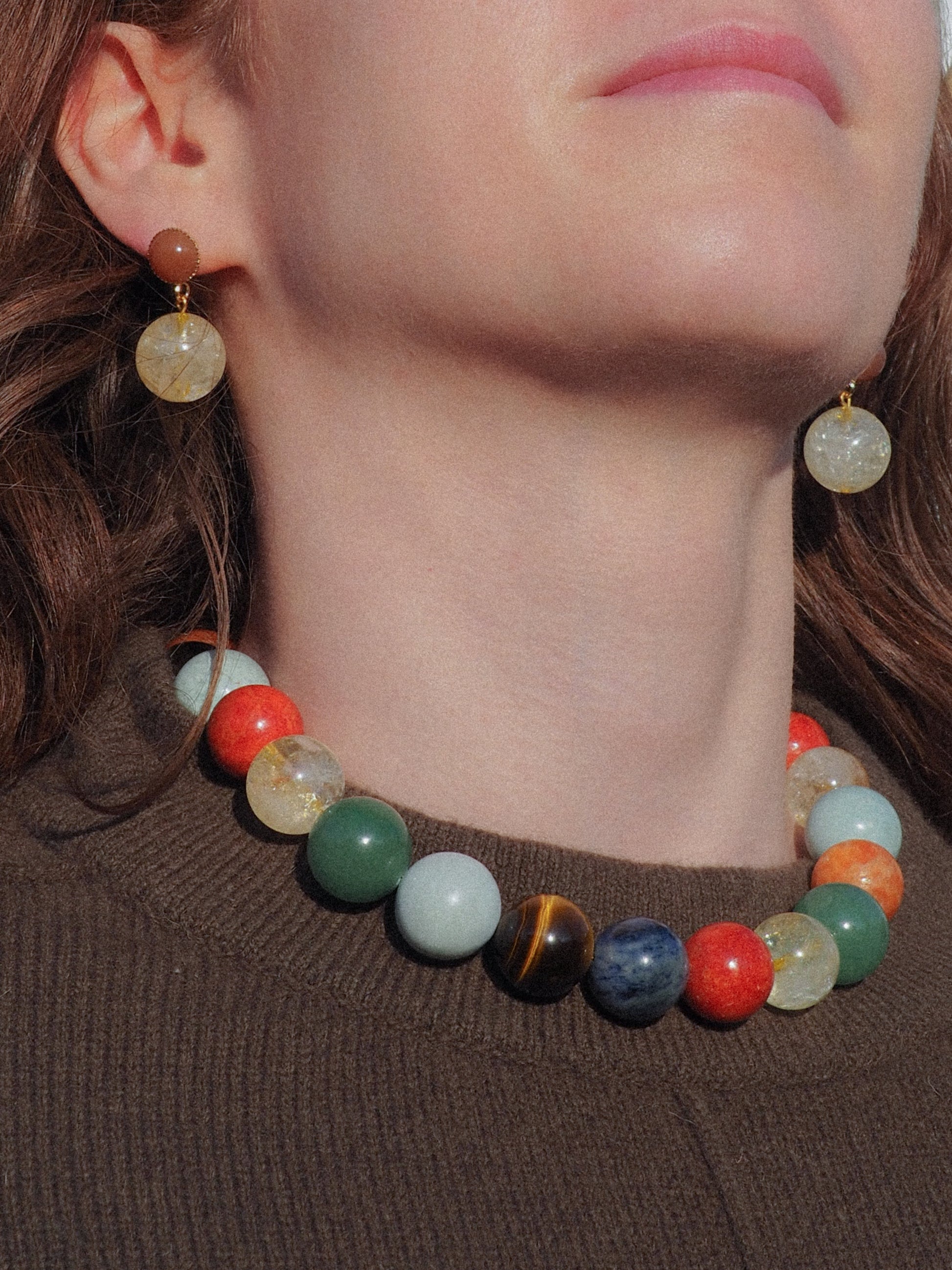 Boucles d’oreilles Hélios | Puces d'oreilles boules en citrine jaune