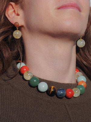 Boucles d’oreilles Hélios | Puces d'oreilles boules en citrine jaune