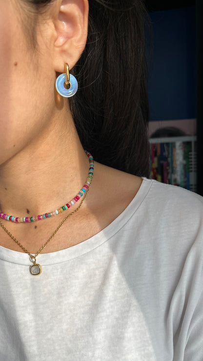 Collier en agates multicolores