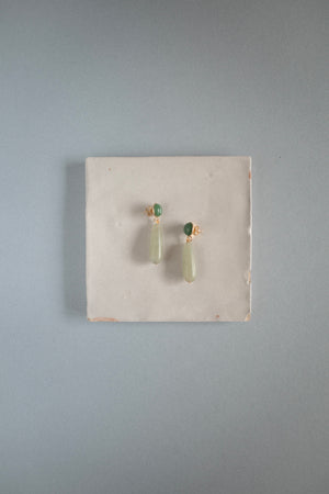 Boucles d’oreilles Sève verte  | Pendantes en pierre naturelle goutte verte