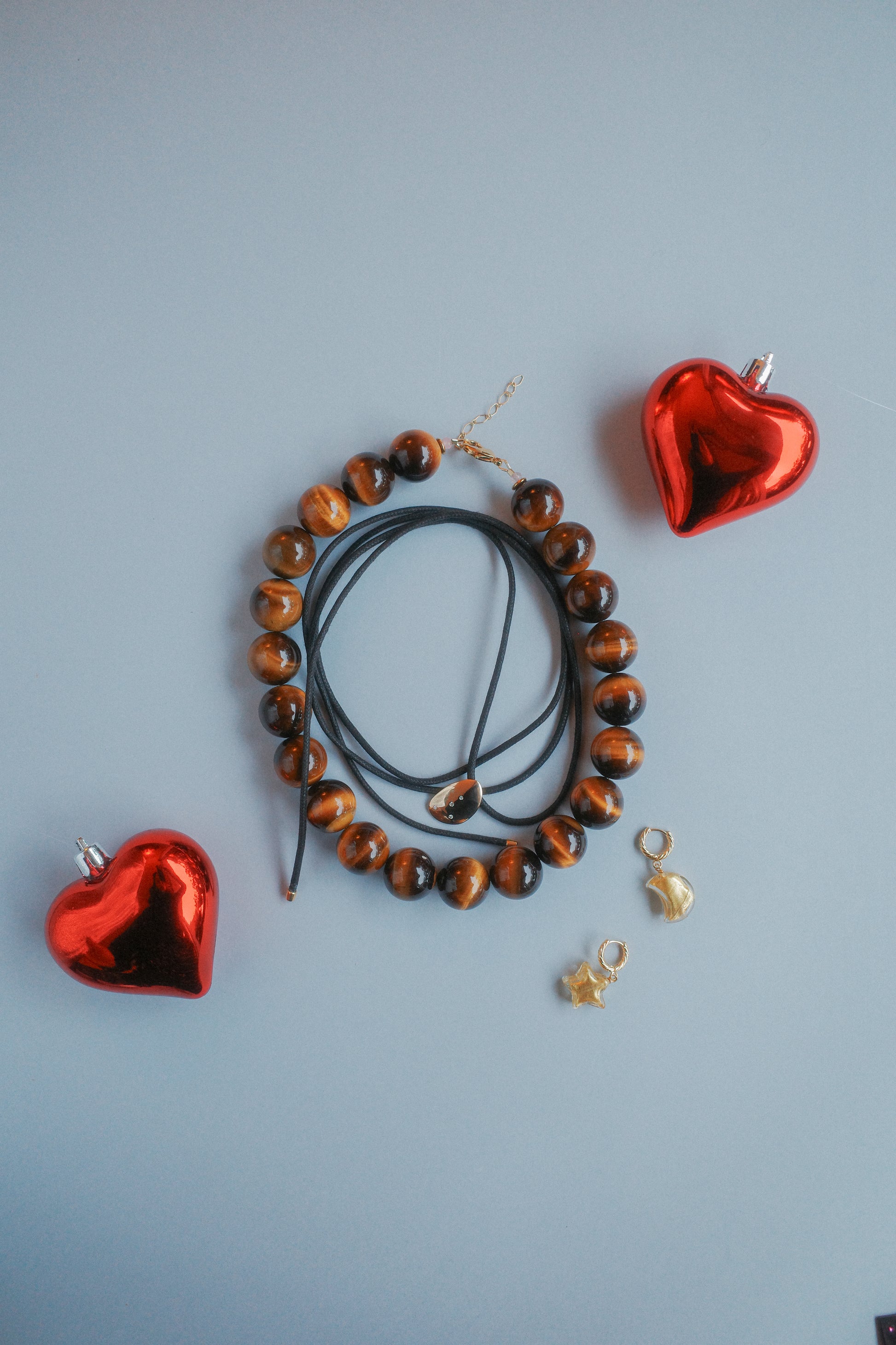 Black Lasso Necklace | 3-micron gold-plated medallion, zircons &amp; cotton cord