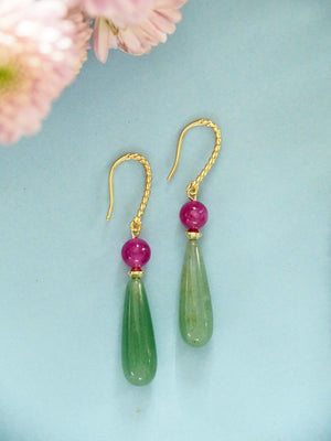 Boucles d'oreilles Rosée verte