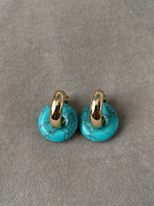 Boucles d'oreilles donuts turquoise