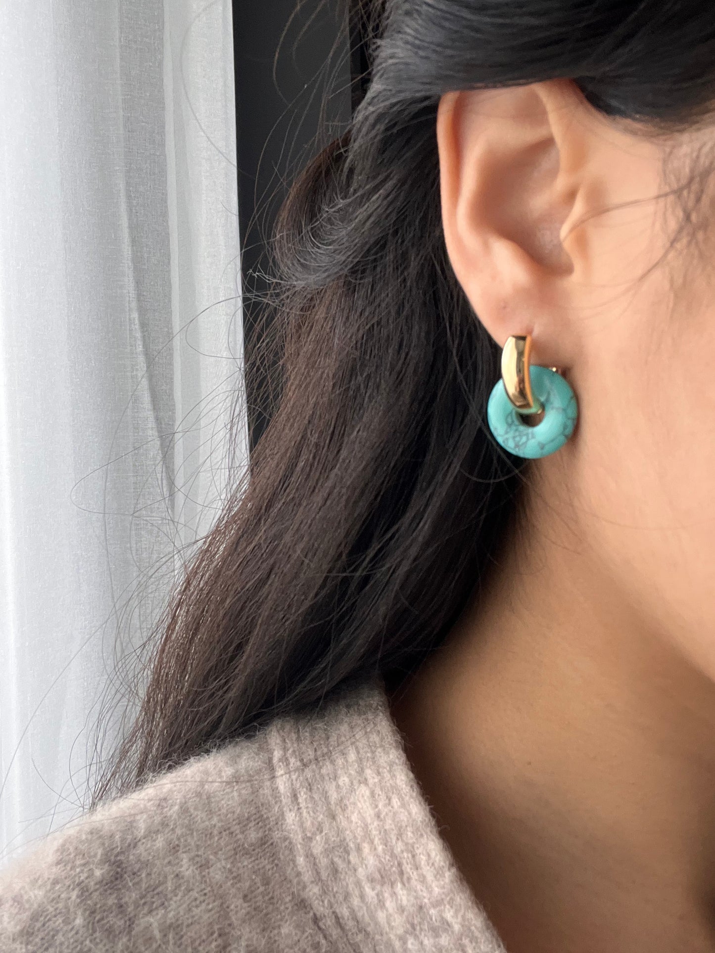 Boucles d'oreilles donuts turquoise